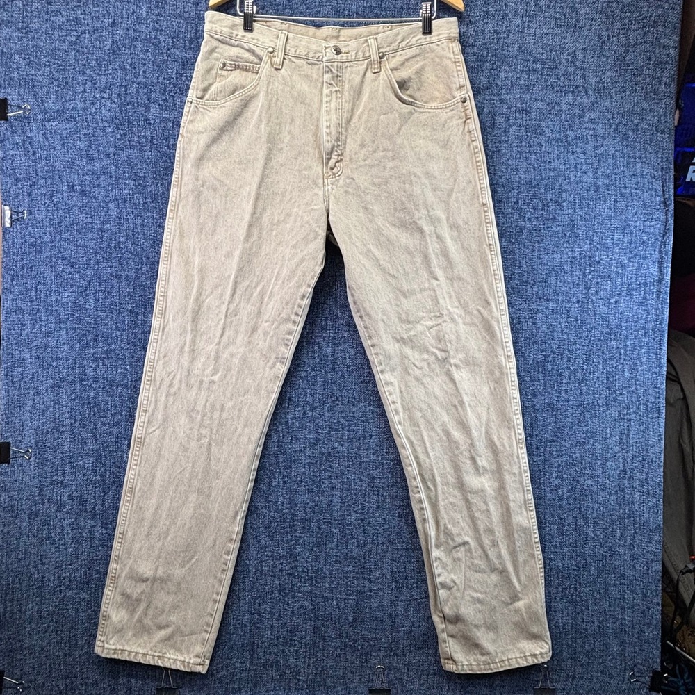 Wrangler 22MWXKD Jeans Mens 36x34 Khaki Tan Cotton Straight Leg Workwear Pants